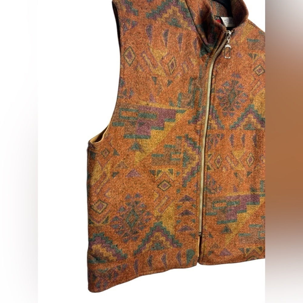 VTG Y2K Western Five Star by Roper Aztec Print Zip Front Vest Large - Picture 2 of 11